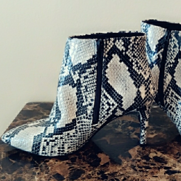 Snakeskin Heeled Booties - Picture 2 of 3
